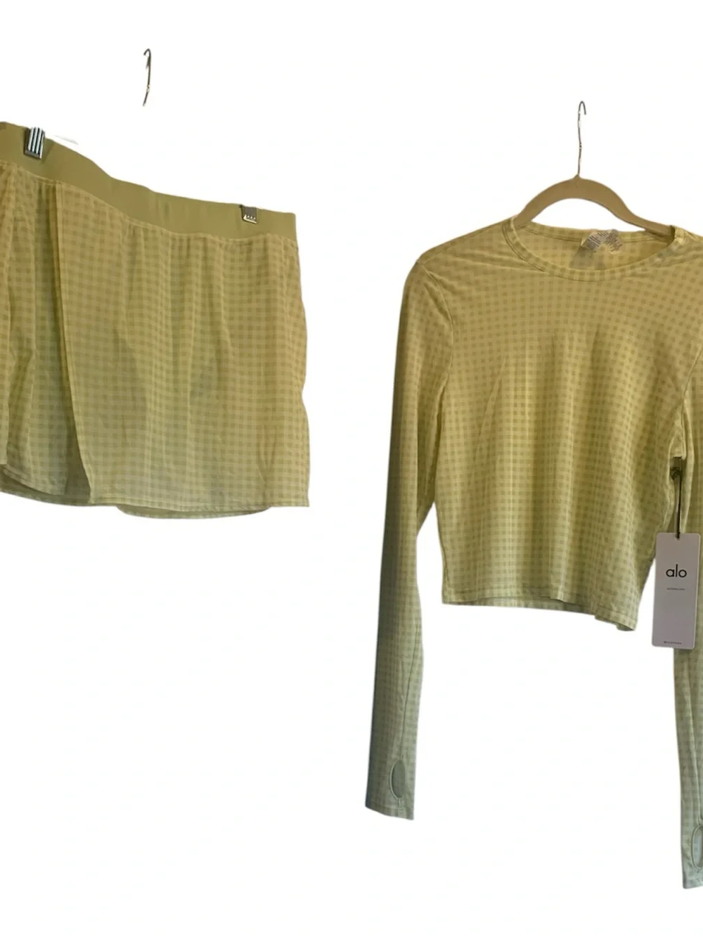 208. NWT Alo mesh gingham skirt Size M